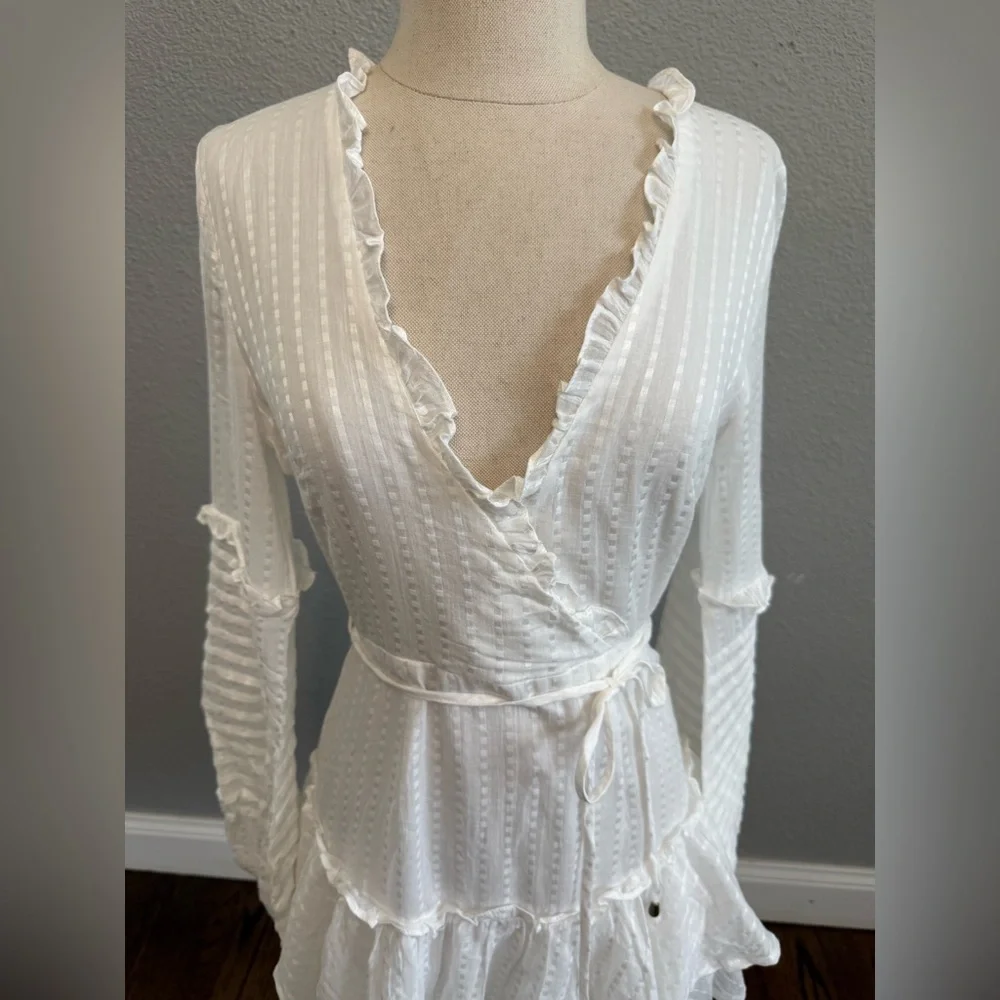 Balloon Sleeve Layered Ruffle‎ Hem Dress Size Small - Picture 4 of 9